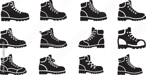 Set of Hiking boot icon, Hiking boot vector collection