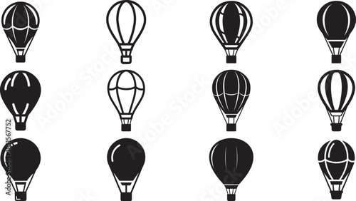 Set of Hot air balloon icon, Hot air balloon vector collection