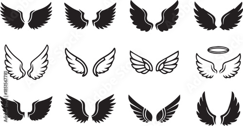 Set of Angel Wing icon, Angel Wing vector collection