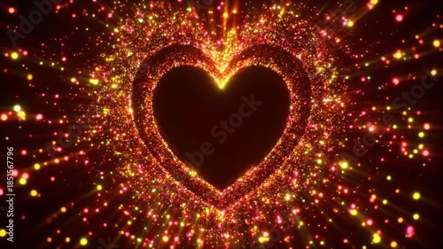 Sparkling Heart Shape with Fireworks Display for Celebration.