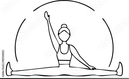 Minimalist outline vector icon of body stretching, mobility and wellness symbol