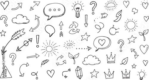 Collection of Hand Drawn Doodle Icons and Symbols 2.