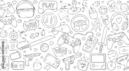 Collection of Video Game Icons and Symbols for Gaming Enthusiasts.