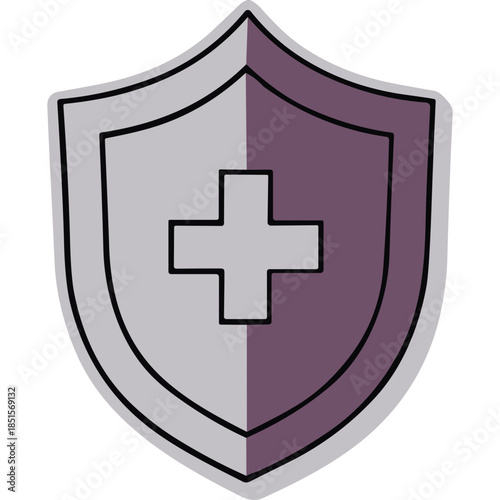 Medical Shield Icon with Plus Symbol