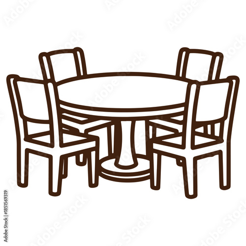 Round dining table with four chairs set for a cozy meal perfect for small gatherings and family dinners