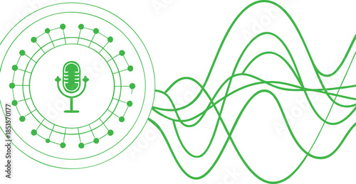 Green microphone with network nodes and sound waves