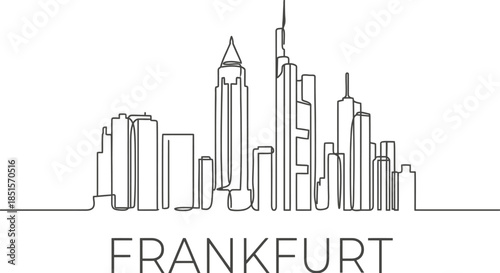 Frankfurt city skyline panorama continuous line art vector illustration