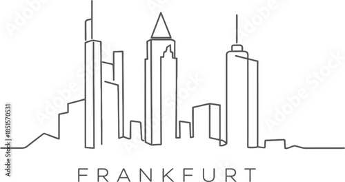 Frankfurt skyline city landmark minimalist continuous line illustration