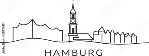 Hamburg skyline landmarks minimalist city silhouette vector illustration