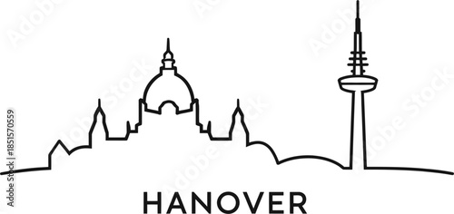 Hanover city skyline landmarks minimalist vector line art