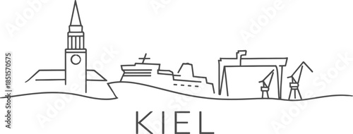 Kiel Germany city skyline line art vector illustration