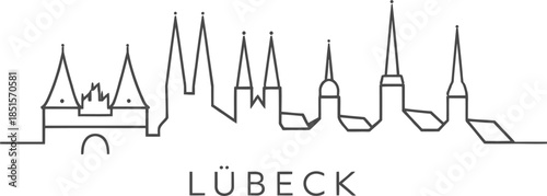 Lubeck city skyline landmark minimalist line art vector illustration