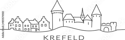 Krefeld city skyline with castle vector illustration
