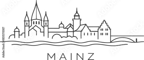 Mainz Germany city skyline landmark vector illustration