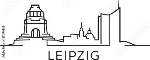Leipzig city skyline landmarks minimalist vector line art illustration