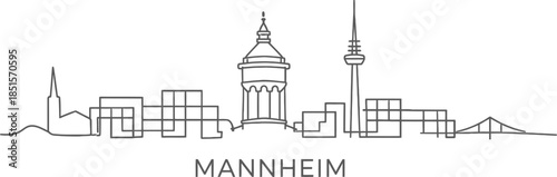 Mannheim city skyline silhouette minimalist vector illustration