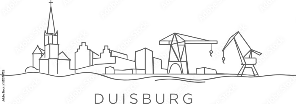 Obraz premium Duisburg Germany city skyline minimalist line art illustration