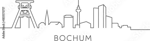 Bochum city skyline landmarks minimalist line art vector