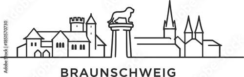 Braunschweig city skyline landmarks minimalist vector illustration
