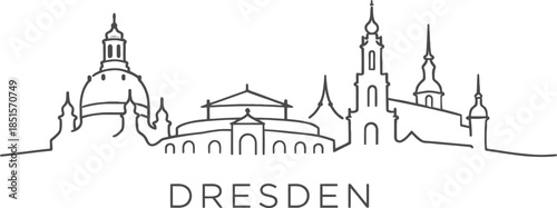 Dresden city skyline landmark line art vector illustration