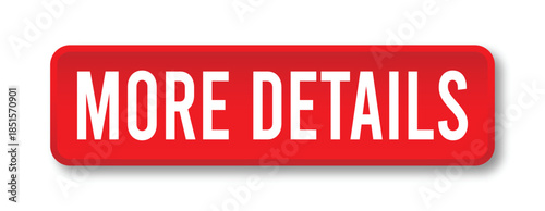 More Details Red Button UI Element with Rounded Corners and Soft Shadow, Modern Website Call to Action Vector