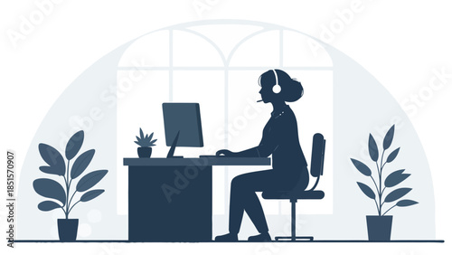 Customer service representative working at modern office desk