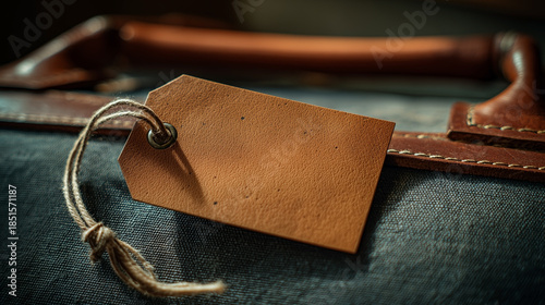 Wallpaper Mural A tag is hanging from a brown leather bag Torontodigital.ca