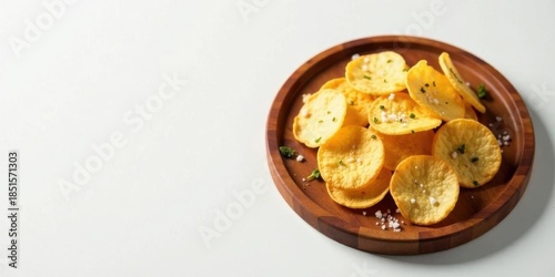 A delectable assortment of crispy, golden-brown crackers, delicately seasoned with sea salt and herbs, artfully arranged on a rustic wooden platter, creating a visually appealing culinary scene.