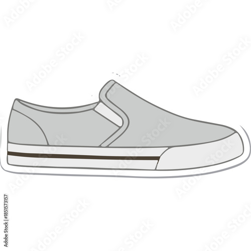 Minimalist Gray Slip-On Shoe Illustration