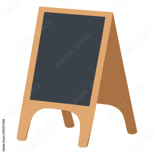 Empty black board chalk outdoor menu display flat color vector illustration template design