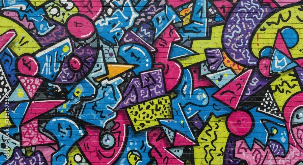 Fototapeta premium Vibrant Abstract Graffiti Art - A Colorful Urban Expression.