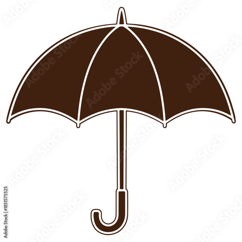 Brown Umbrella Illustration Simple Design Isolated on Transparent Background for Web and Print Use