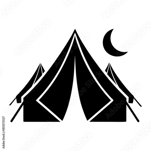Pilgrims Camping Tents in Mina Flat Icon.