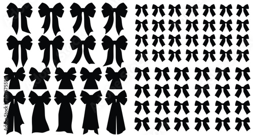 black bow silhouette collection graphic design elements celebration decoration holiday gift wrapping