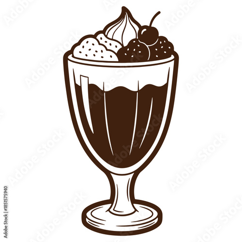 Delicious Chocolate Milkshake with Whipped Cream and Cherries in a Tall Glass  Refreshing Treat