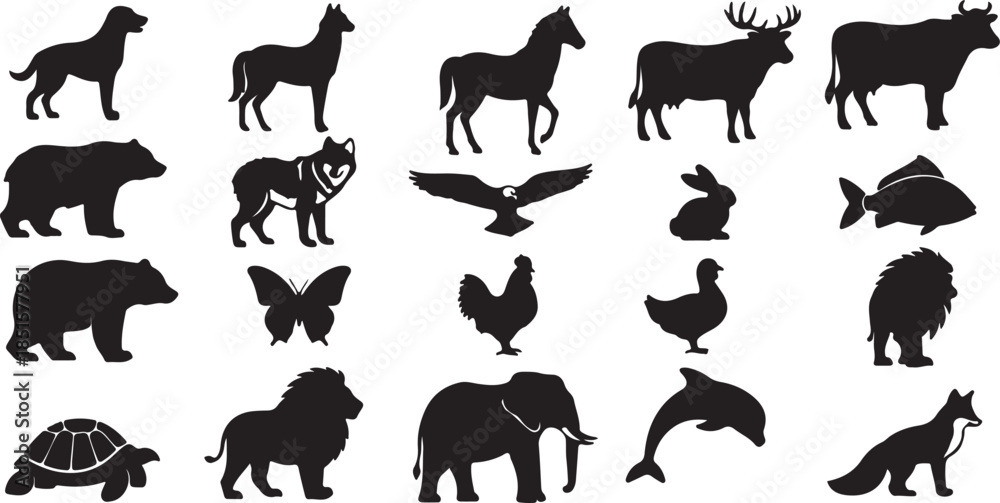 Fototapeta premium Collection of animal silhouettes