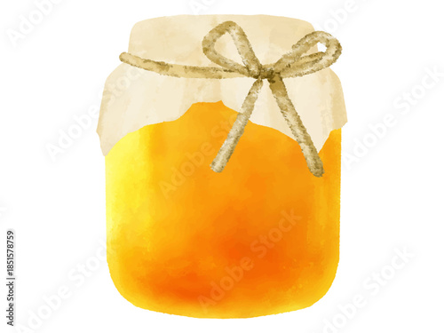 はちみつ入りのビン　水彩　イラスト