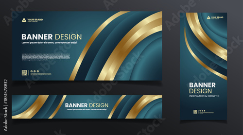 teal background abstract design template banner
