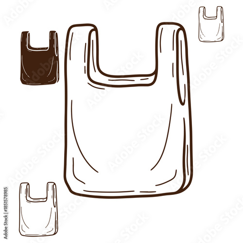 Illustrated plastic bag design with handles isolated on transparent background suitable for shopping and carrying items