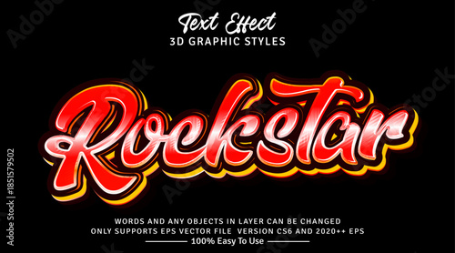 Rockstar 3d gradient text style effect