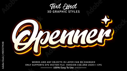 Opener 3d gradient text style effect