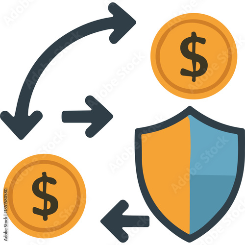 Money Protection and Transaction Flow Icon