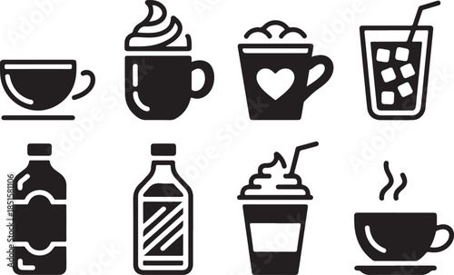 Beverage Icons Collection coffee cup hot chocolate