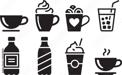 Beverage Icons Collection coffee cup hot chocolate