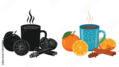 Warm beverages with citrus fruits and spices a comforting winter scene