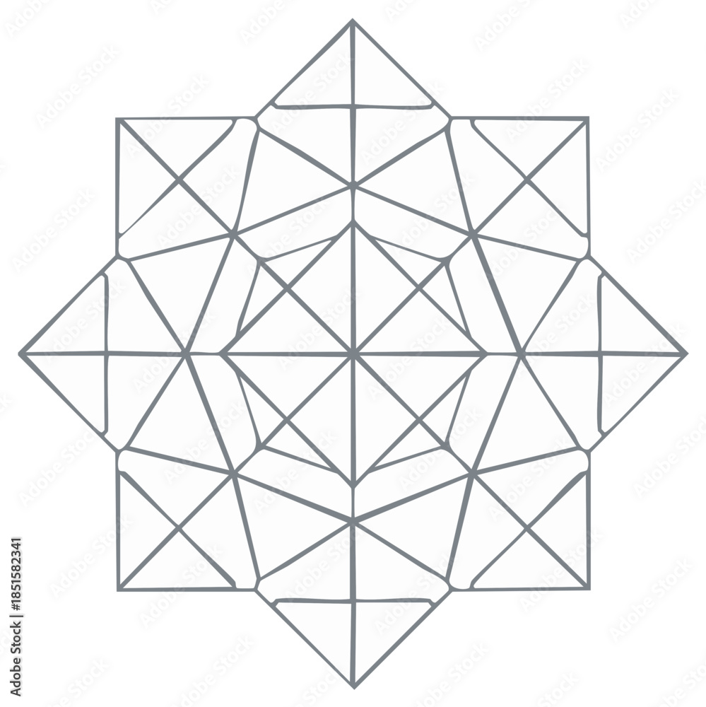 Fototapeta premium Geometric star pattern illustration graphic design element with triangles and squares