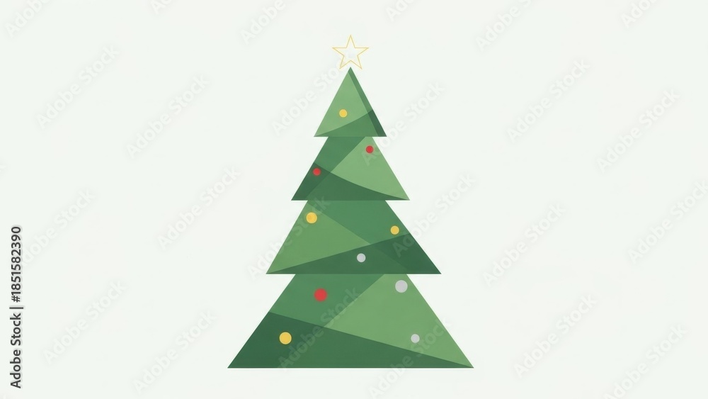 Fototapeta premium Minimal geometric Christmas tree illustration on white background.