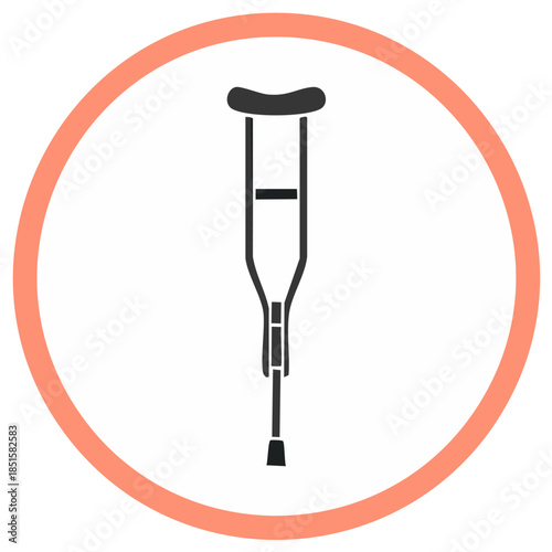 Illustration of a Crutch in a Circle Health Symbol Medical Aid Support Equipment