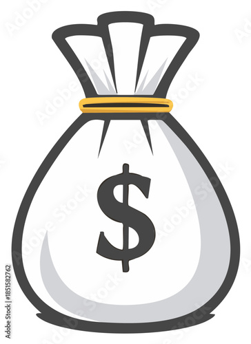 Money Bag Cartoon Icon Symbol Financial Investment Savings Business Illustration