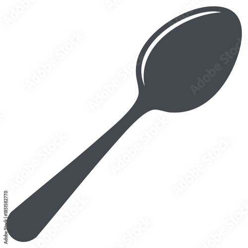 Simple flat design icon of a gray spoon utensil for eating or serving food